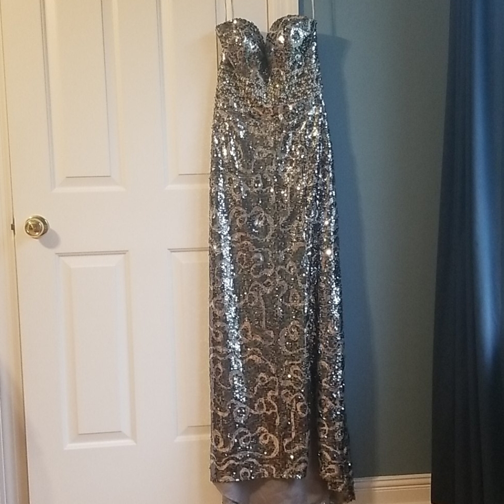 Sequin Strapless Formal Gown